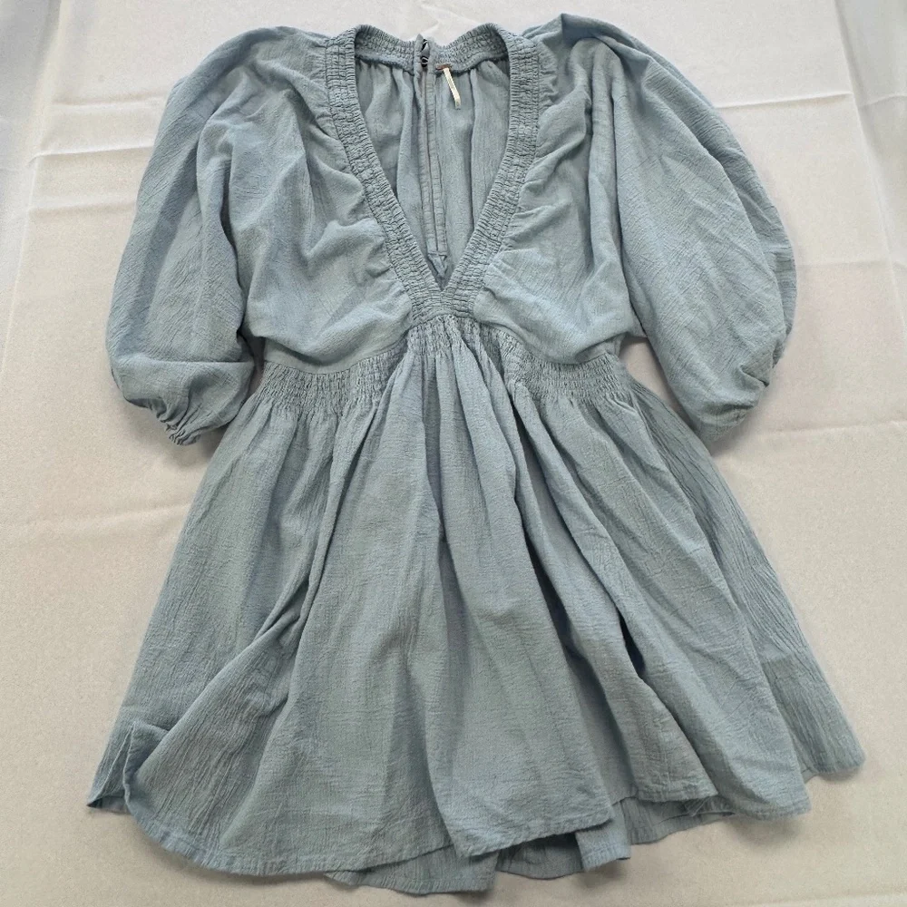 Free People For the Moment Mini Dress Blue Size XL - Picture 2 of 13